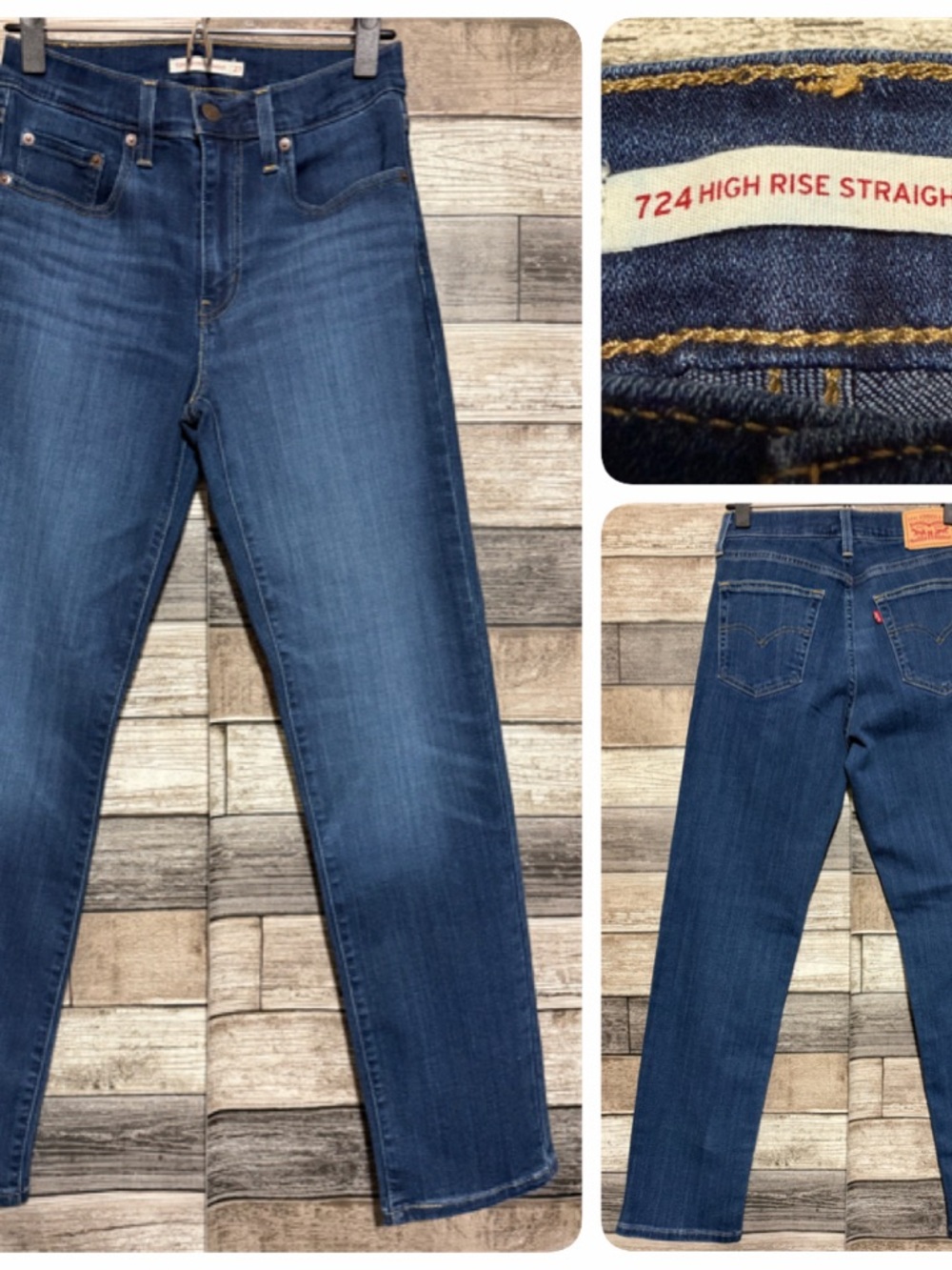 Levi's 724 High Rise Straight Jeans Women’s 27x28.5 Blue Denim Stretch